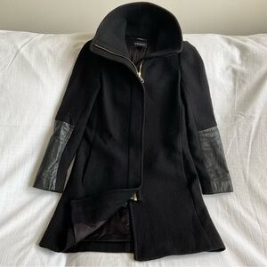 Club Monaco | ‘Wayland’ Wool Coat w/ Lamb Leather Sleeves | XS